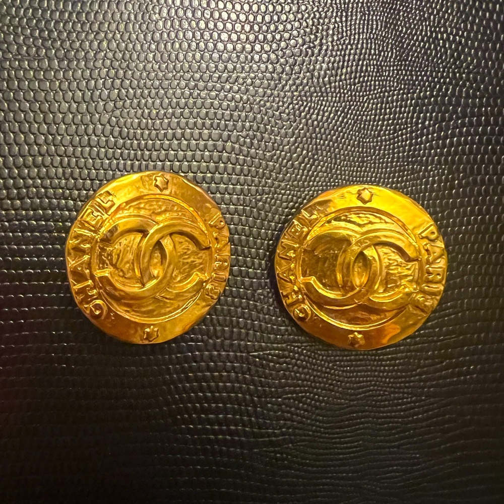 Authentic Vintage Chanel CC Coin Earrings